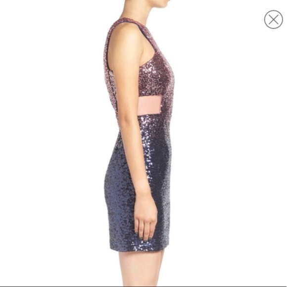 Dear Moon Ombre Pink and Navy Sequin Mini Dress - Size 3 - Picture 8 of 9